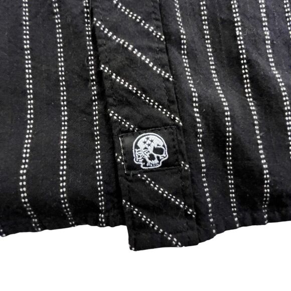 Point Zero Guitar Skull Shirt Mens XXL Short Sleeve Pinstripe Rock Music Band - Picture 3 of 10